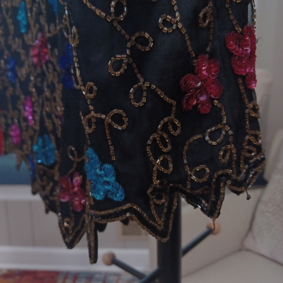 Laurence Kazar Beaded Silk Short Sleeve Top Size 3X - Picture 12 of 13